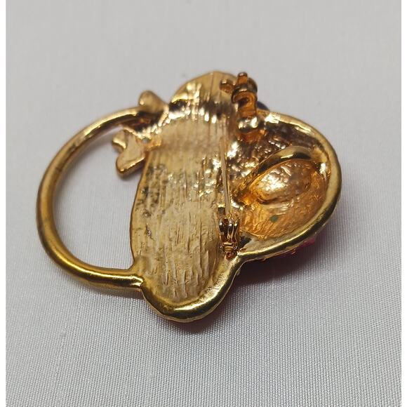 Red Hat Society Gold Tone Bonnet Brooch Pin/Pendant/Scarf Holder Combo - Picture 4 of 5